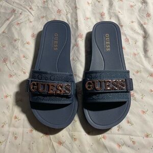 Guess Charcoal Embossed Slides